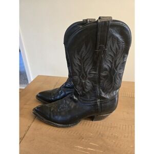 Tony Lama Black Leather Embroidered Womens Boots Sz 8 M Western Cowgirl Country